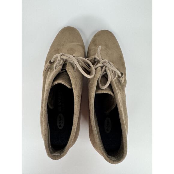 Dr. Scholl’s Dakota Wedge Booties Taupe Faux Suede Lace Up Ankle Boots Women’s 9 - Picture 8 of 16